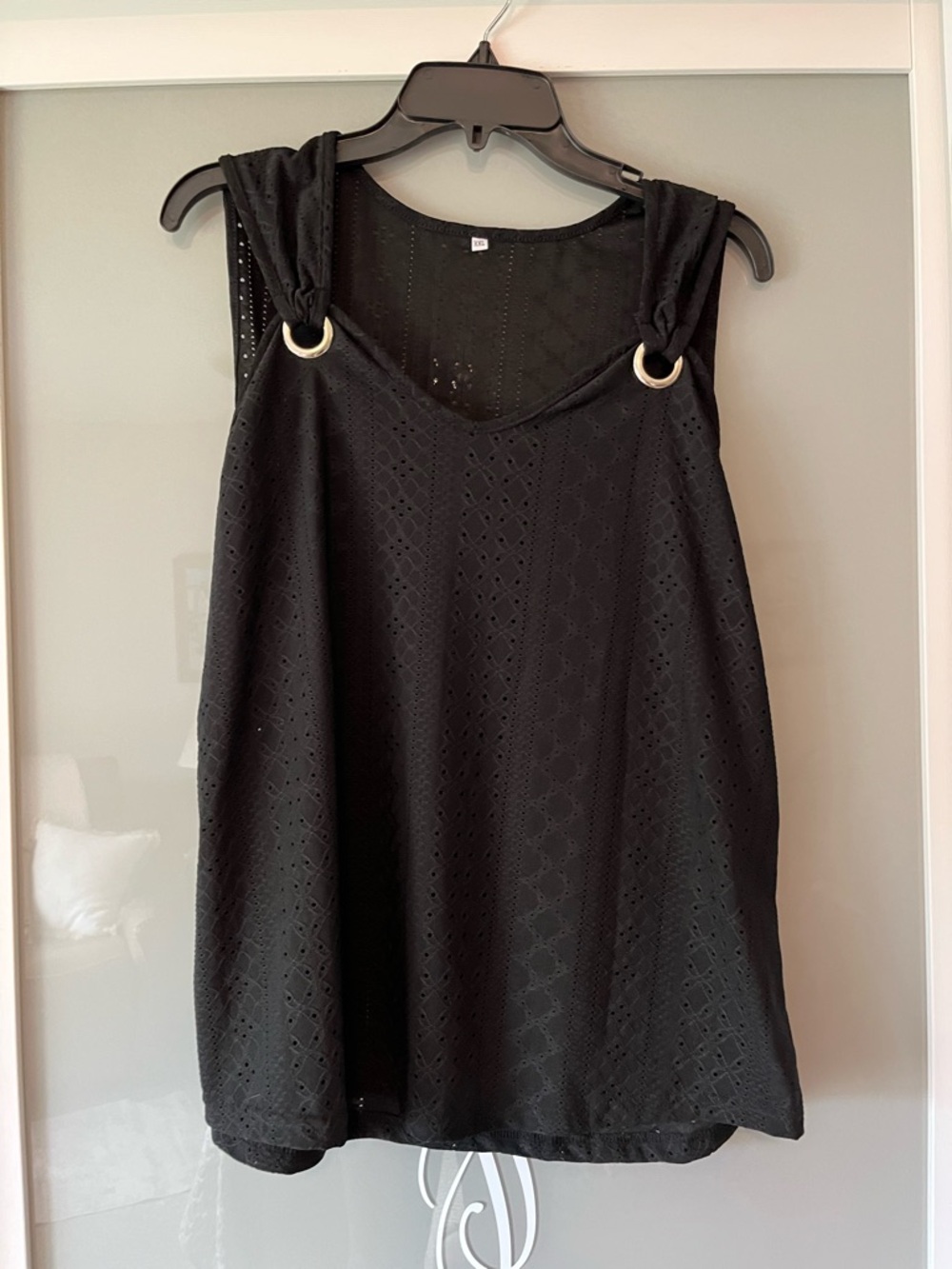 Black Eyelet Ring-Shoulder Women’s Tank Top 109